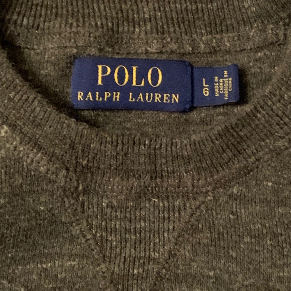 Polo Ralph Lauren Men's L Sweater Crew Green Olive Army Brown Heather Sweatshirt - Picture 3 of 9